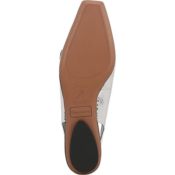 NEW Franco Sarto Shoes Silver Metallic Snakeskin Pattern Party Heels Slingbacks - Picture 9 of 10